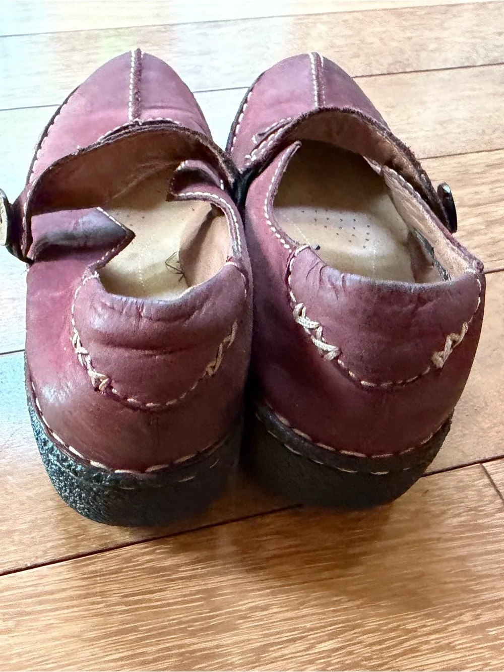Clarks Burgundy Mary Jane Strap Shoes for Kids